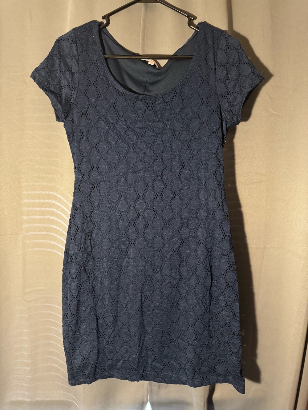 Isaac Mizrahi Navy Blue Lace Scoop-Neck Dress